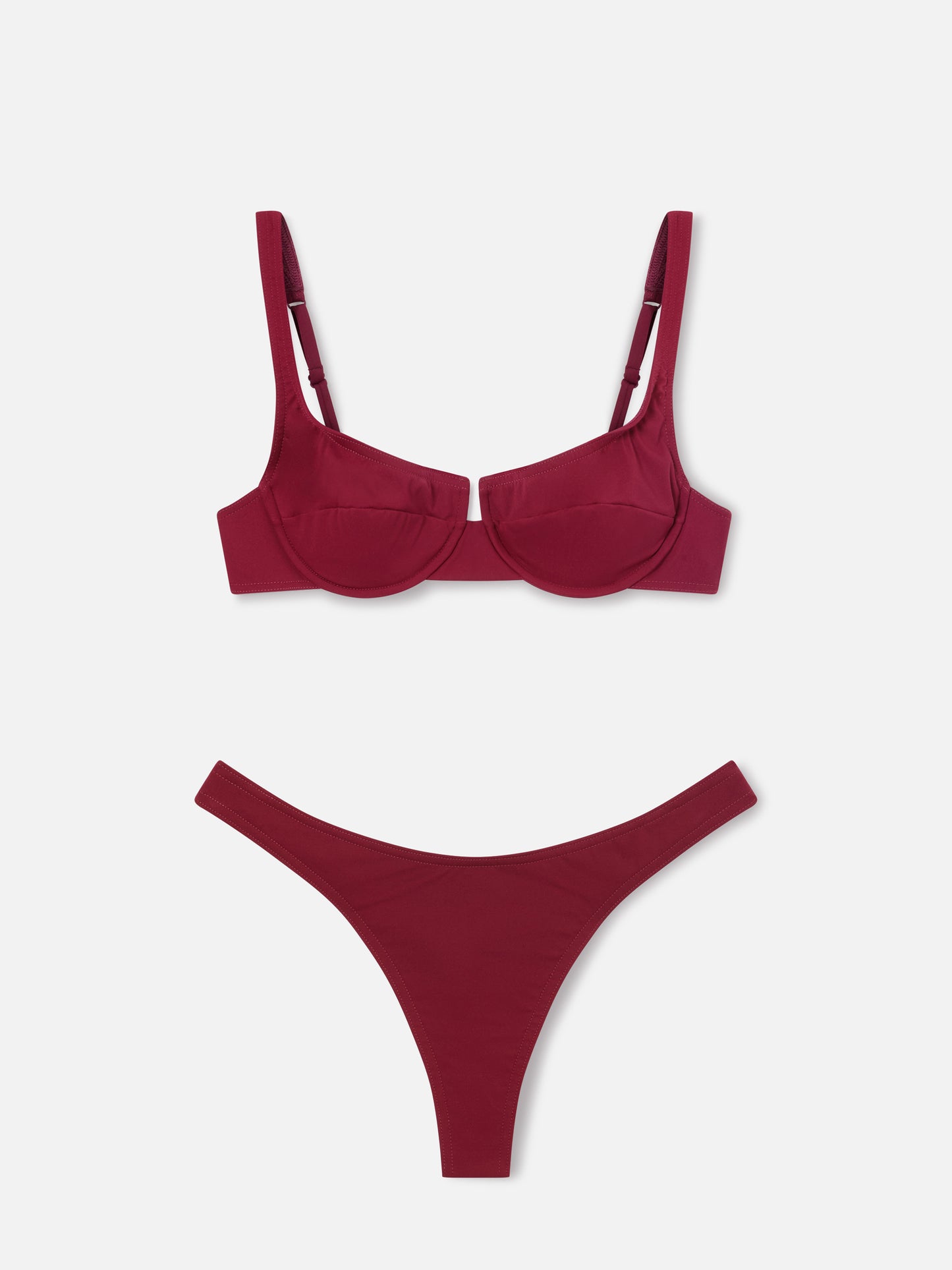 Amira Naomi bordeaux balconette bikini in solid color
