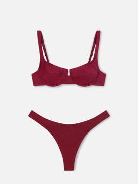 Amira Naomi bordeaux balconette bikini in solid color