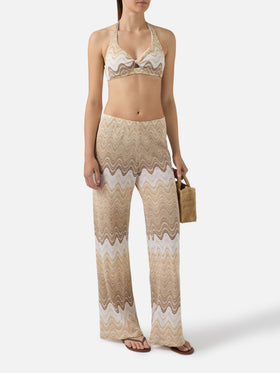 Pantalon long Beige Amalia dégradé raschel 