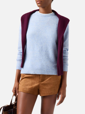 Maglia girocollo Ammy azzurra in morbido misto lana e alpaca