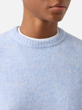 Maglia girocollo Ammy azzurra in morbido misto lana e alpaca