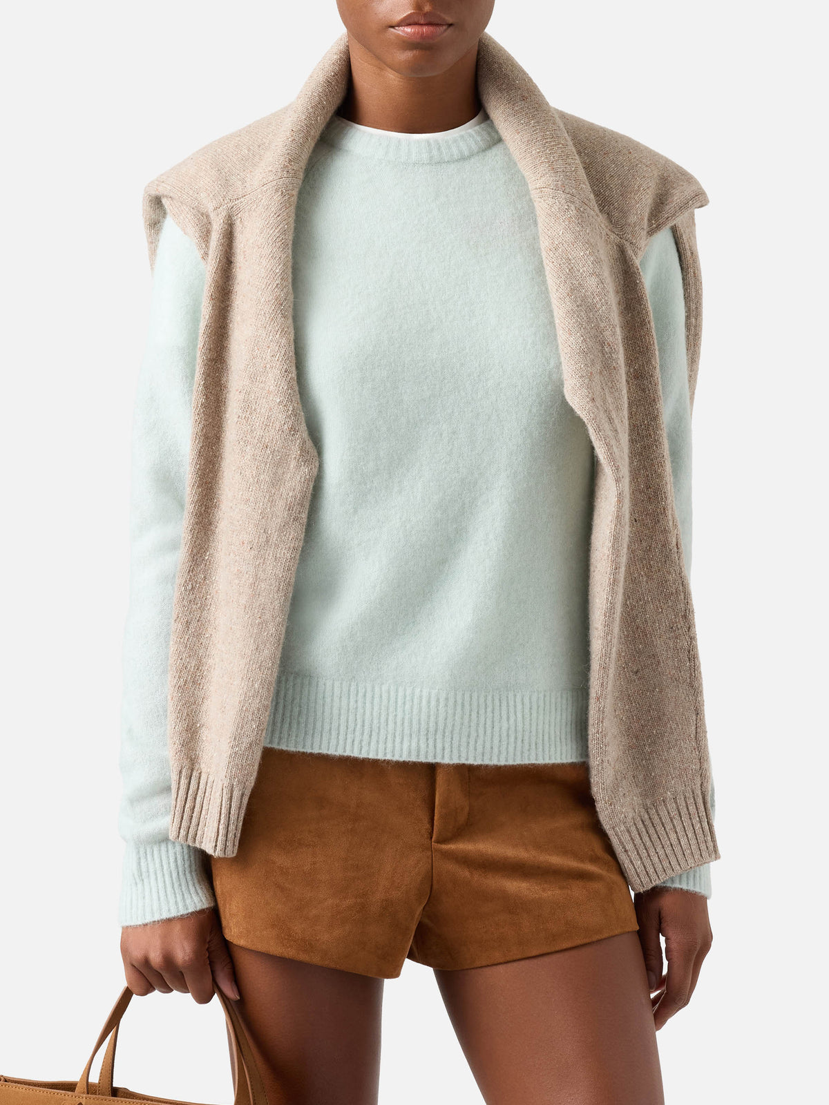 Maglia girocollo Ammy verde menta in morbido misto lana e alpaca