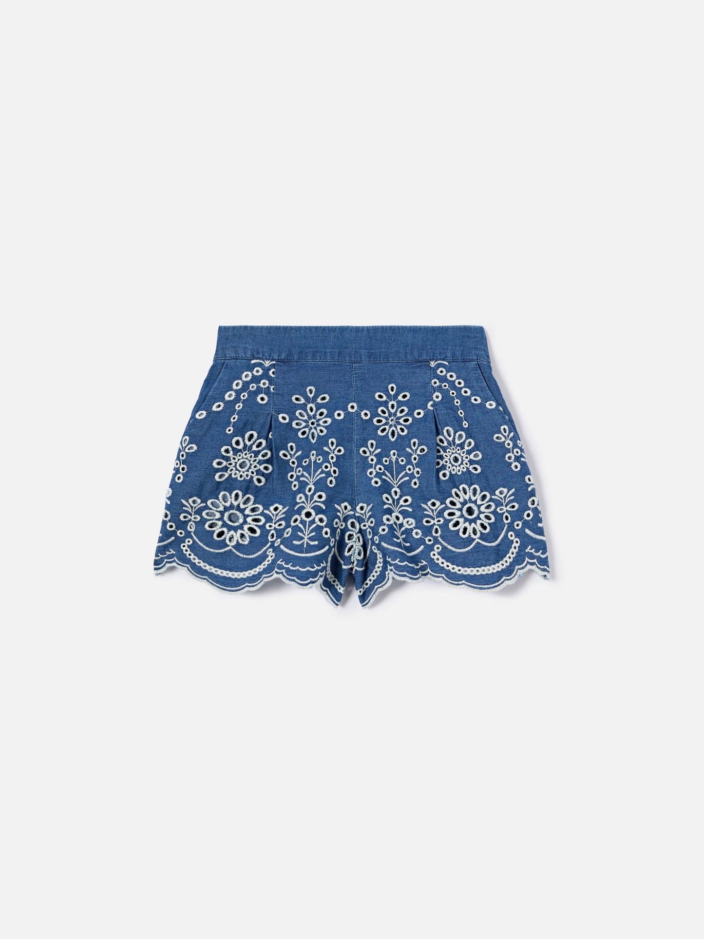 Amani Jr Chambray Shorts with broderie detailing