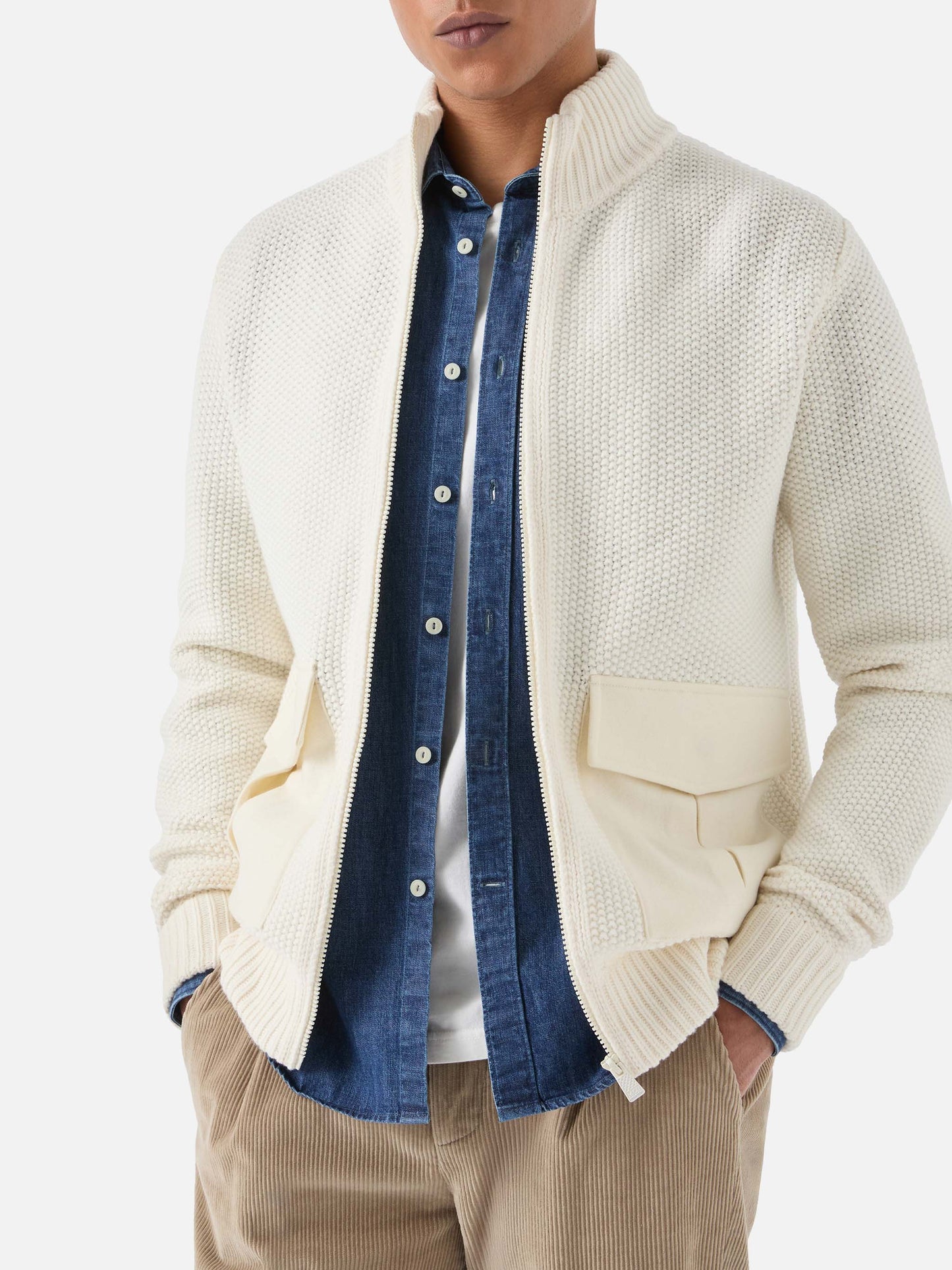 Knitted bomber Andermatt with felt pockets