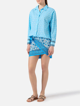 Angie voile pareo skirt with floral batik print