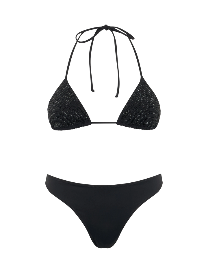 Woman black triangle bikini Annabelle Naomi with rhinestones - MC2 Saint Barth