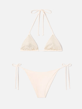 Bikini de triángulo Annabelle Virgo beige con strass 