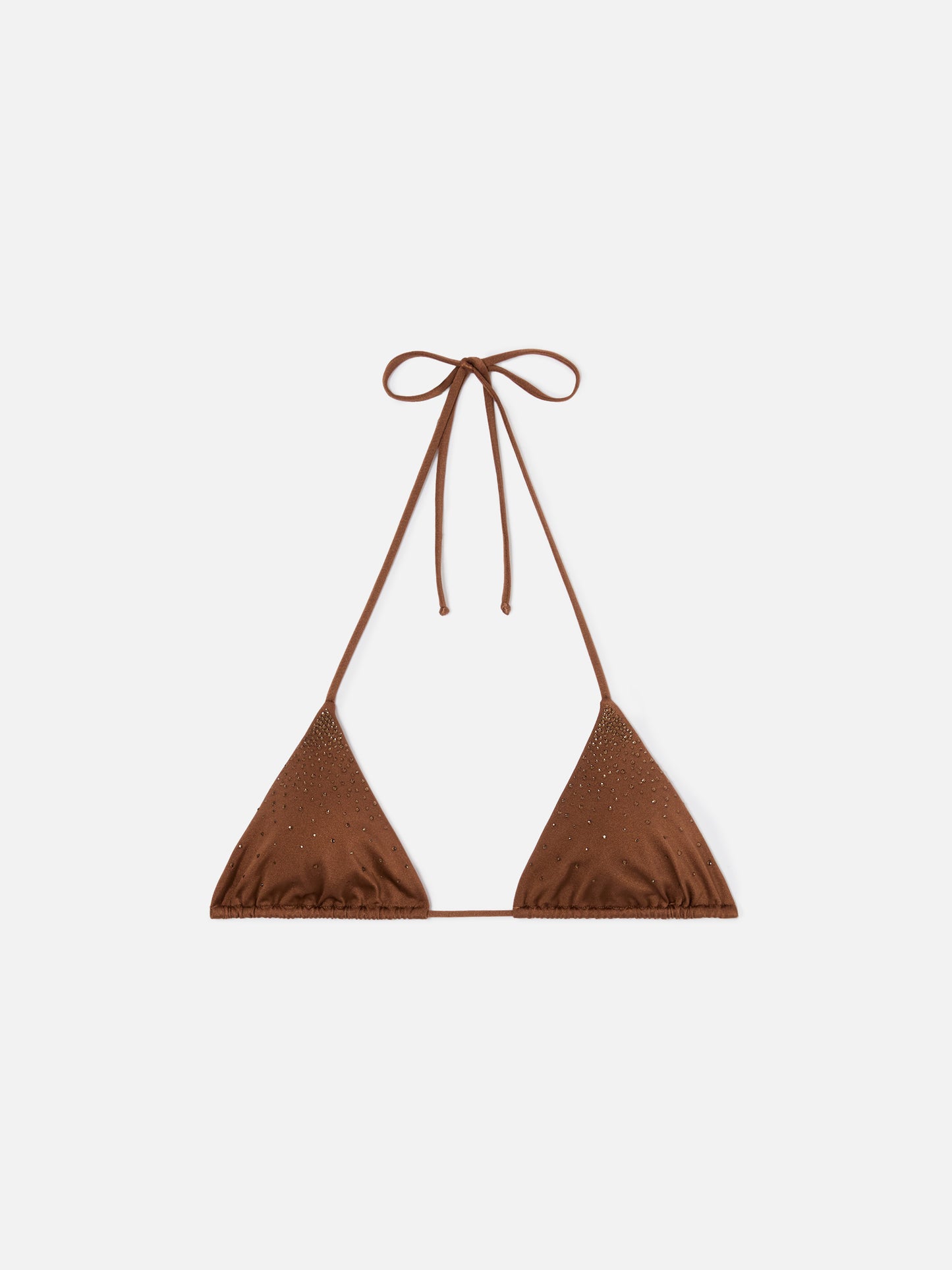Annabelle triangle bikini top in brown with applied strass details