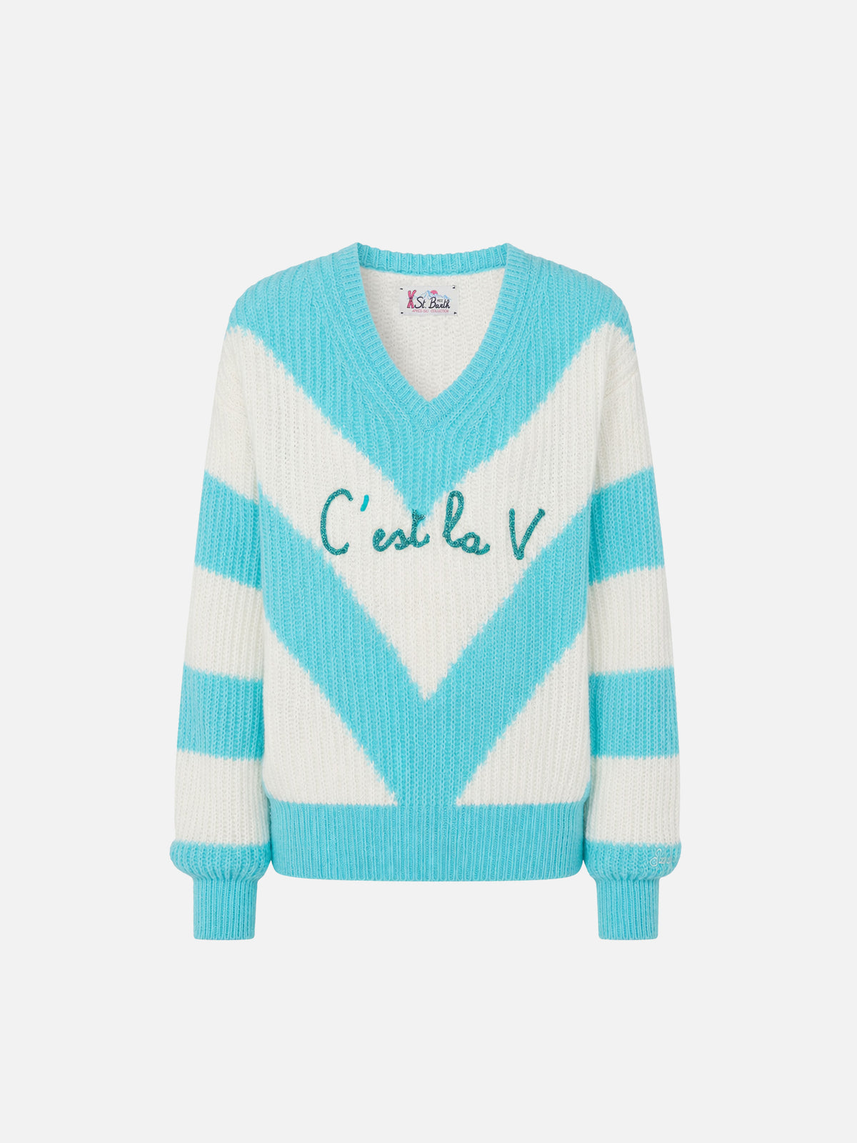 Annecy Soft Cropped-Pullover mit Rautenmuster und V-Ausschnitt 