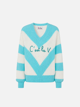 Annecy Soft Cropped-Pullover mit Rautenmuster und V-Ausschnitt 