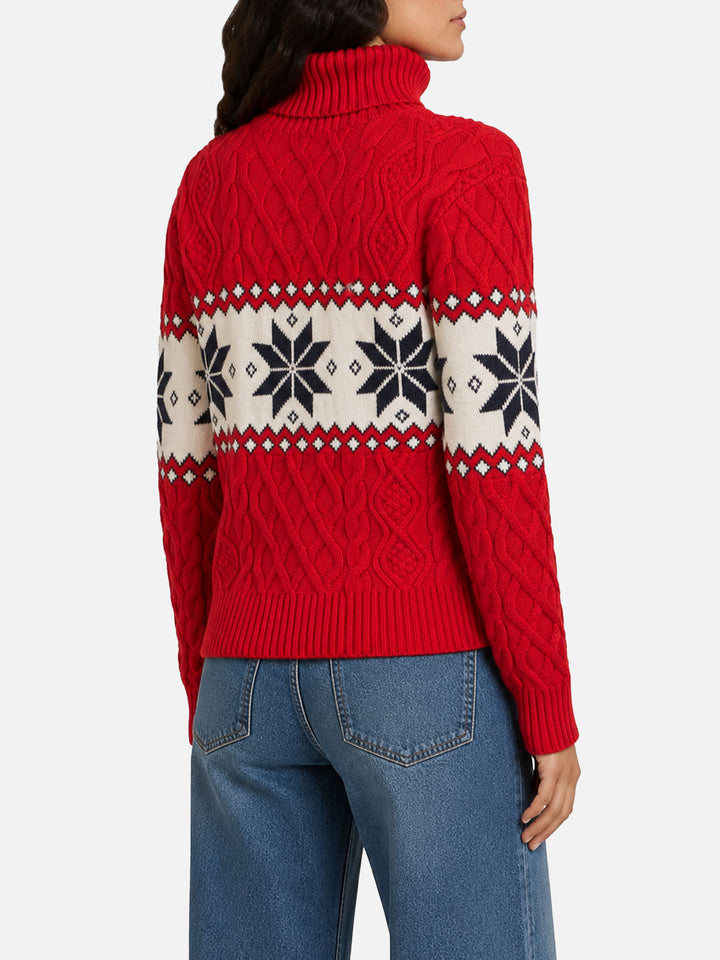 Anton red half-turtleneck sweater with Cortina lettering