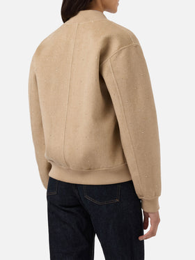 Adrien double-face herringbone bomber with rhinestones