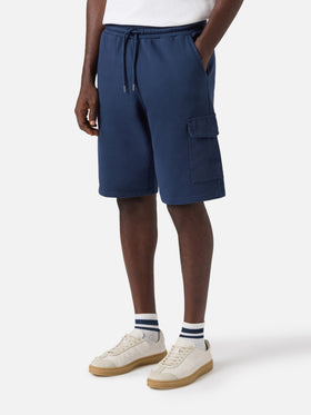 Argo navy blue fleece bermuda shorts with cargo pocket