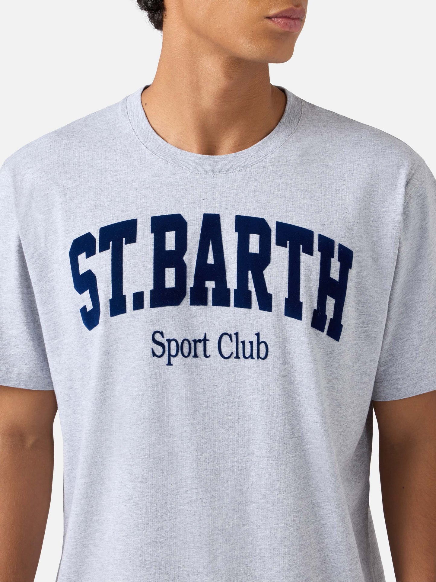 Arnott Baumwoll-T-Shirt in Blau mit Flockdruck des St. Barth Sport Clubs