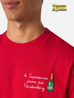 Herren-T-Shirt Arnott aus schwerer Baumwolle mit A Capodanno siamo dai Furstenberg-Stickerei | VACANZE DI NATALE SONDERAUSGABE
