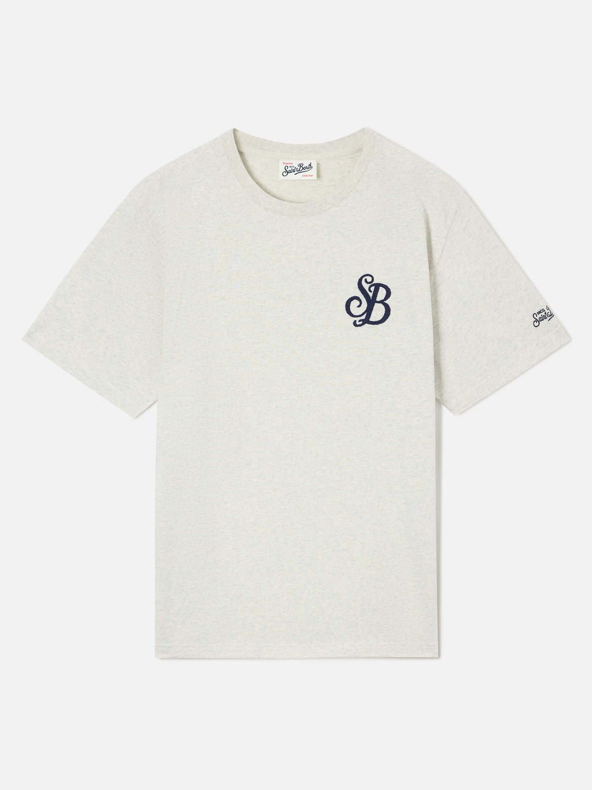 T-shirt en coton biologique Arnott gris avec broderie monogramme SB Legacy 