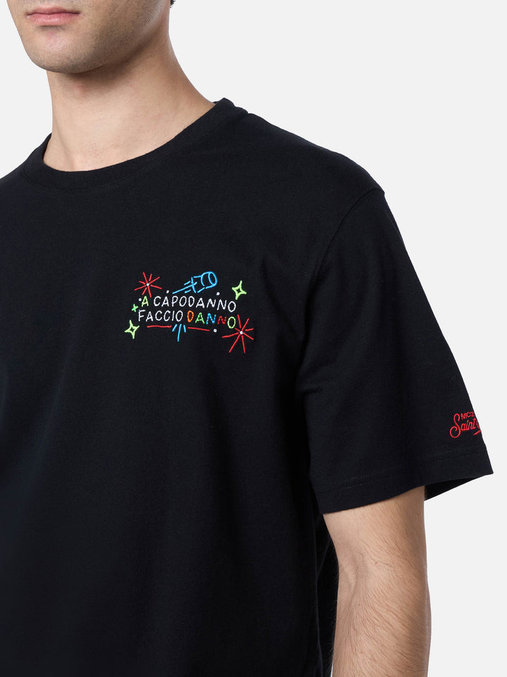 Man heavy cotton t-shirt Arnott with a Capodanno faccio danno embroidery | INSULTI LUMINOSI SPECIAL EDITION - MC2 Saint Barth