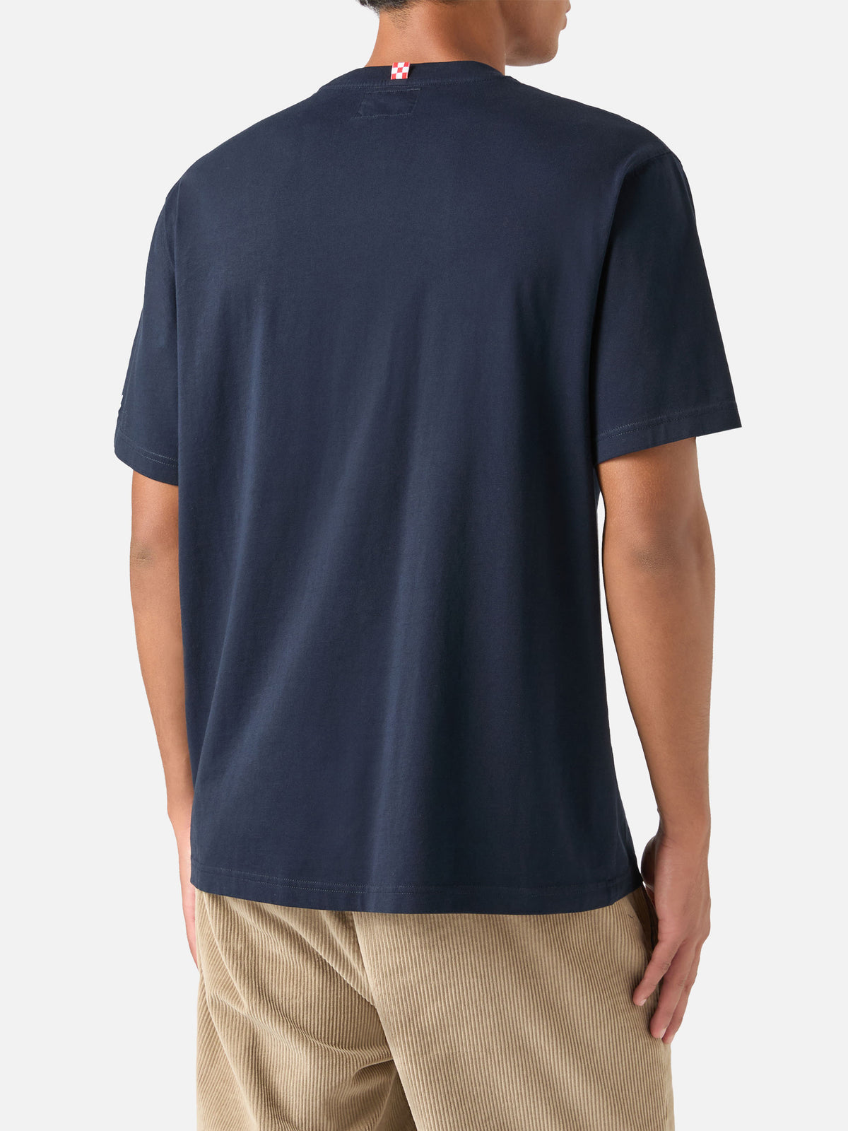 T-shirt en coton Arnott blue avec broderie de chien de chasse 