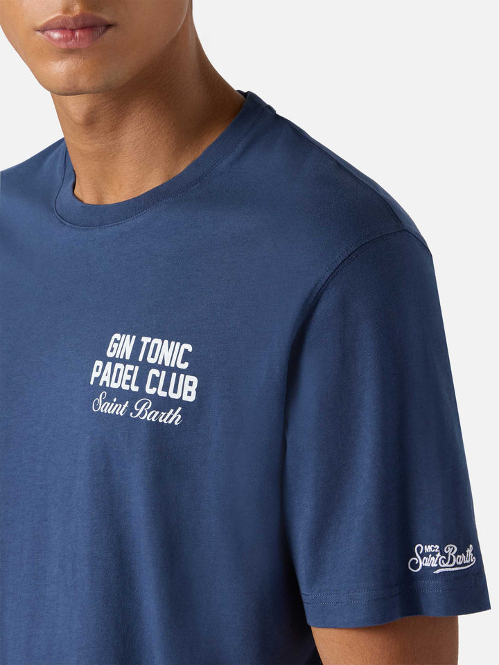 Arnott cotton T-shirt in blue with Gin Tonic Padel Club print