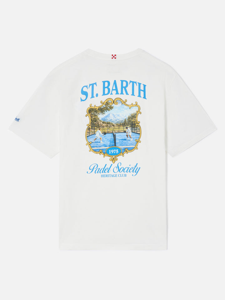 T-shirt Arnott off white in cotone organico con stampa Padel Society