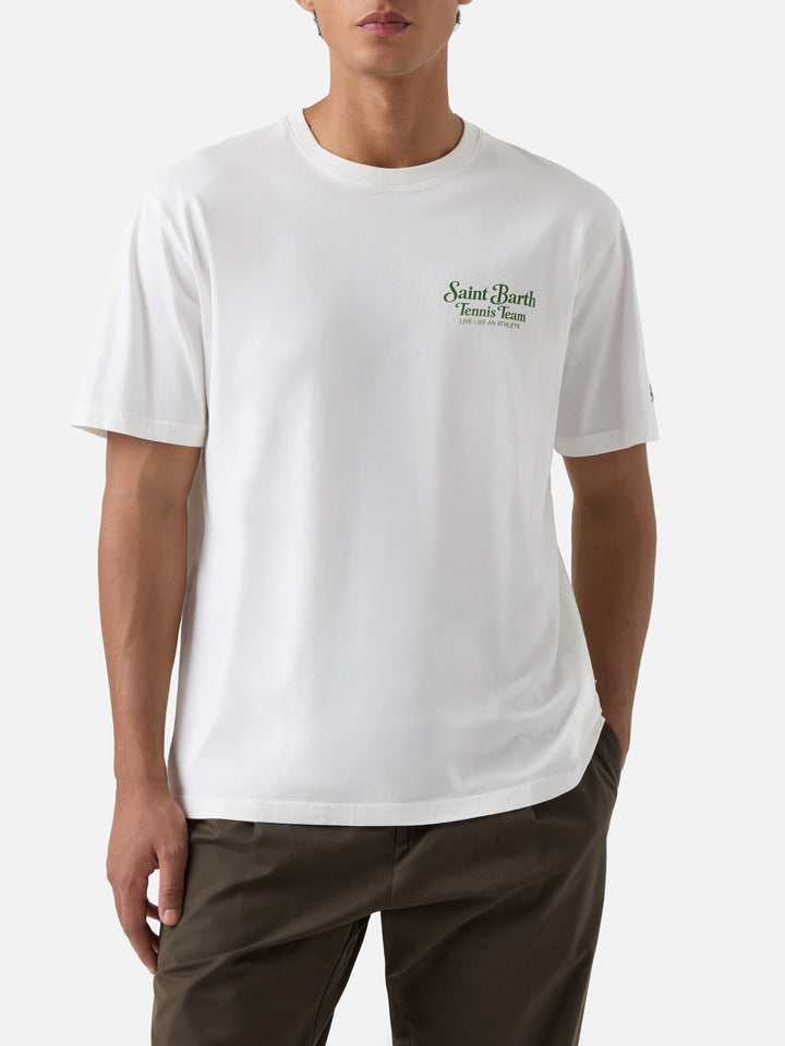 Off white Arnott organic cotton t-shirt with Tennis Team print
