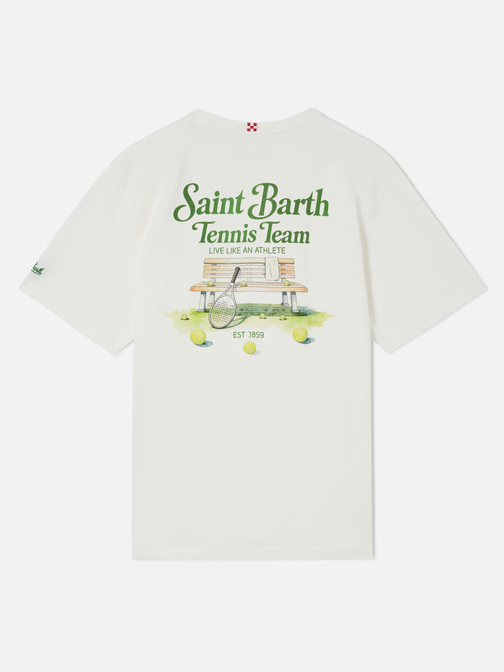 T-shirt Arnott bianca con stampa Saint Barth Tennis Team