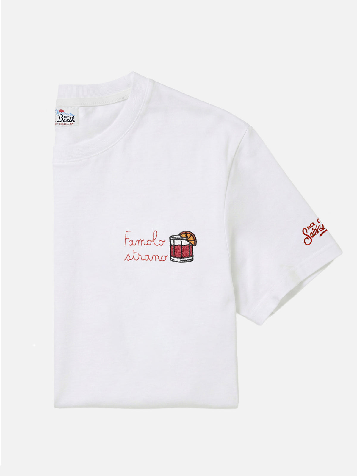 Arnott T-Shirt aus Baumwolle in Weiß mit Famolo Strano-Stickerei 