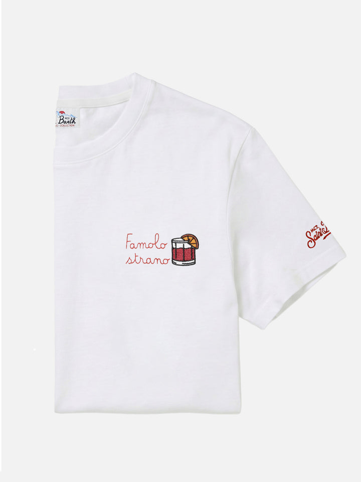 Camiseta Arnott de algodón en blanco con bordado Famolo Strano 