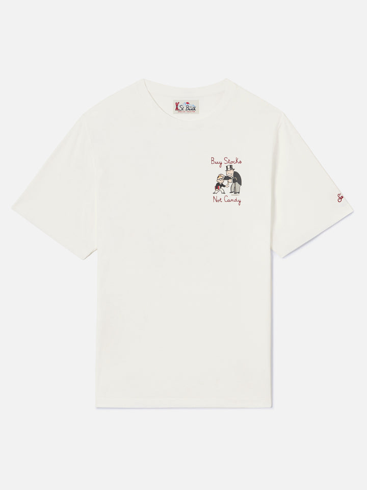 T-shirt Arnott off white in cotone con ricamo Buy Stocks Not Toys | Special edition