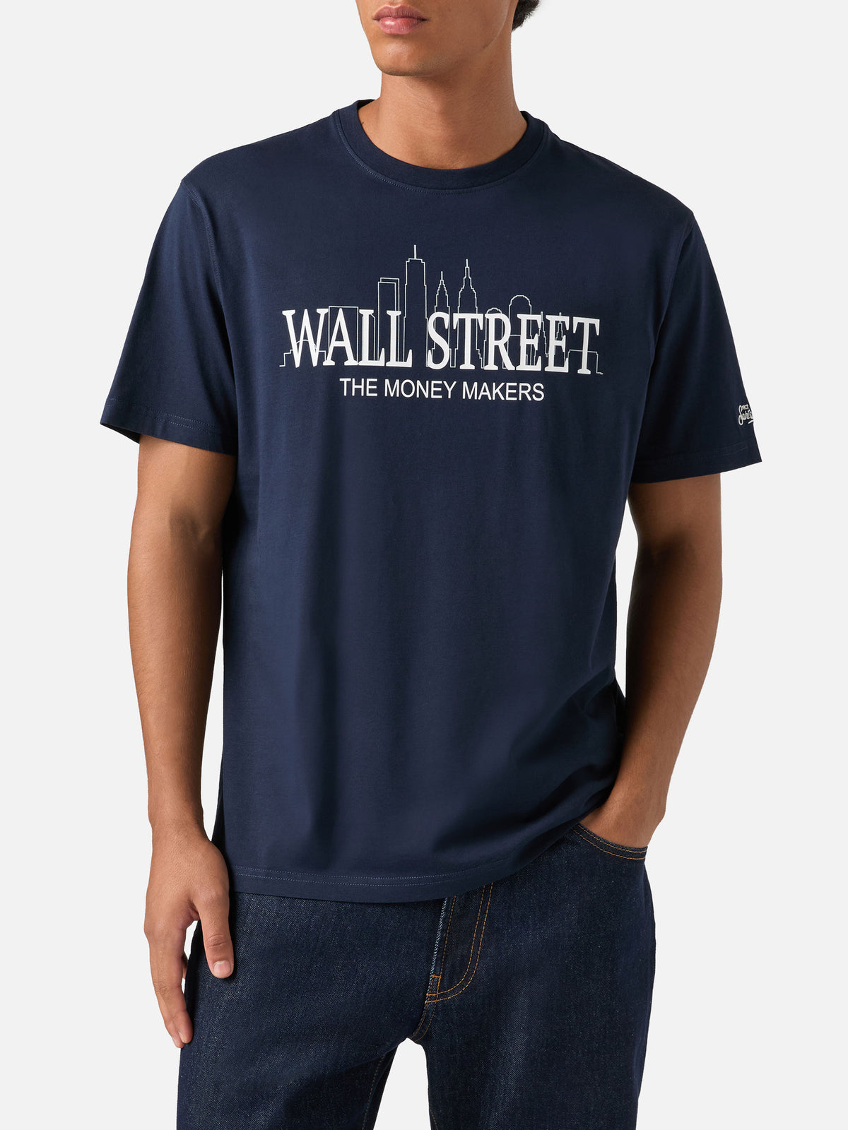 Navy blue Arnott cotton t-shirt with Wall Street print | Special edition