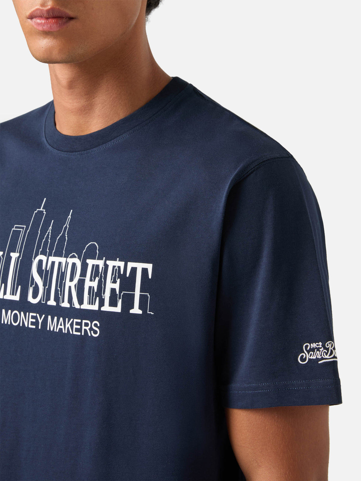 Navy blue Arnott cotton t-shirt with Wall Street print | Special edition