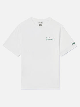 Off white Arnott cotton t-shirt with I Soldi Non Dormono Mai embroidery | Special edition