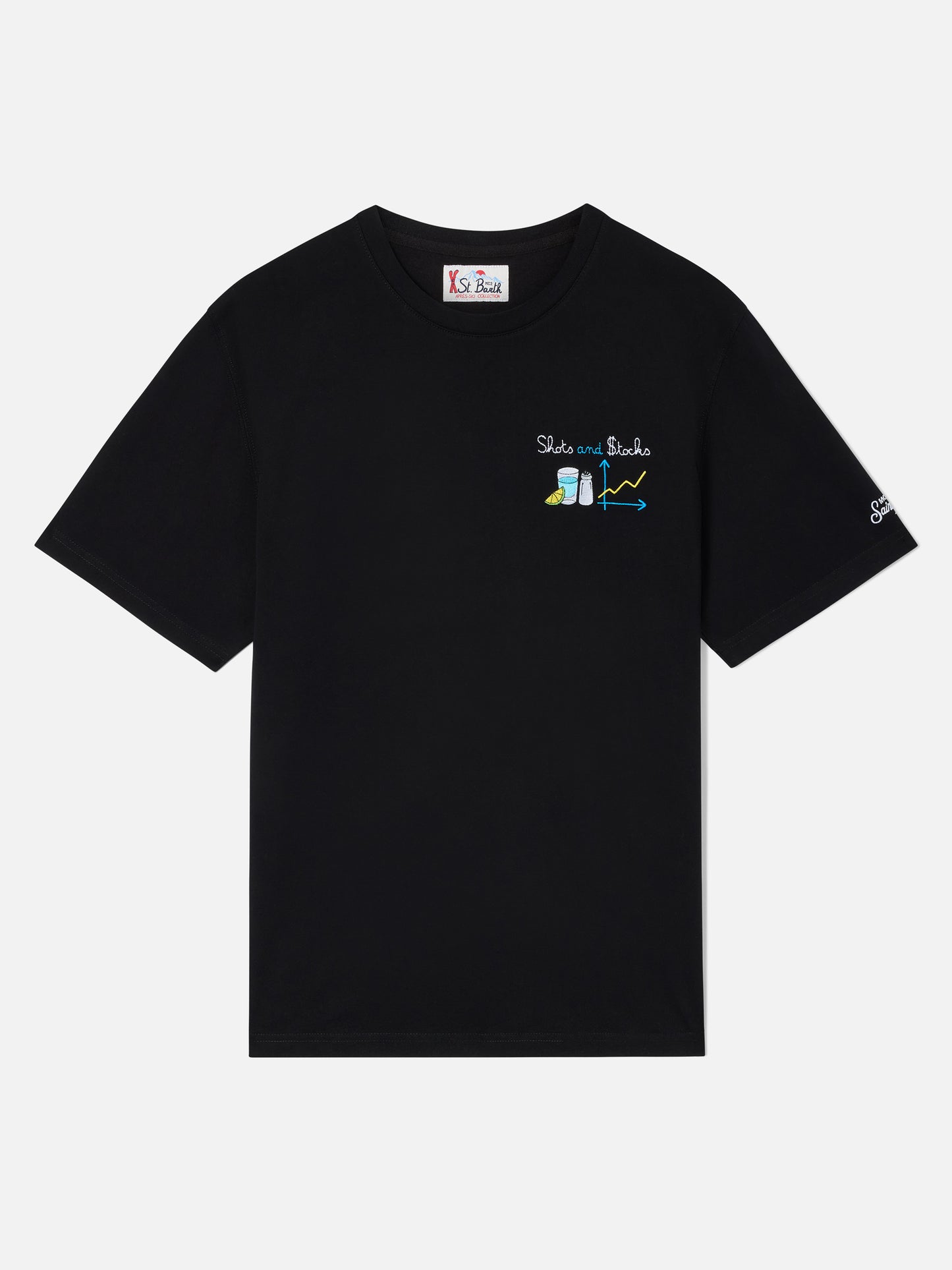 T-shirt Arnott noir avec broderie Shots and $tocks 