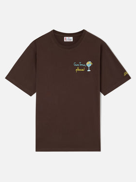 T-shirt en coton Arnott marron avec broderie Gin Tonic Please 