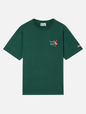 Camiseta de algodón verde Arnott con bordado Invecchio Bene 