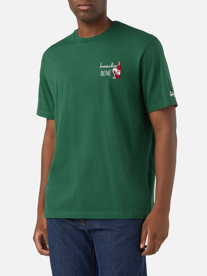 T-shirt Arnott verde in cotone con ricamo Invecchio Bene