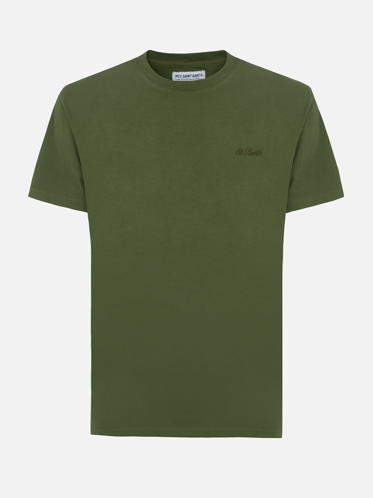 Man military green t-shirt Arnott with St. Barth embroidery - MC2 Saint Barth