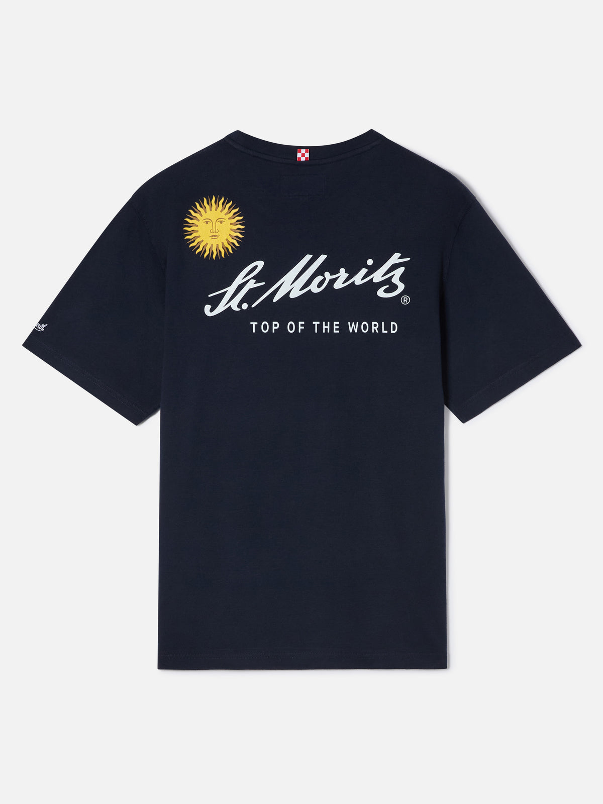 Azul marino blue Arnott Camiseta de algodón cálido con estampado St. Moritz en la espalda | Special edition 