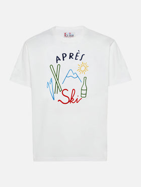 T-shirt Arnott Warm in cotone invernale bianco con ricamo Aprés Ski