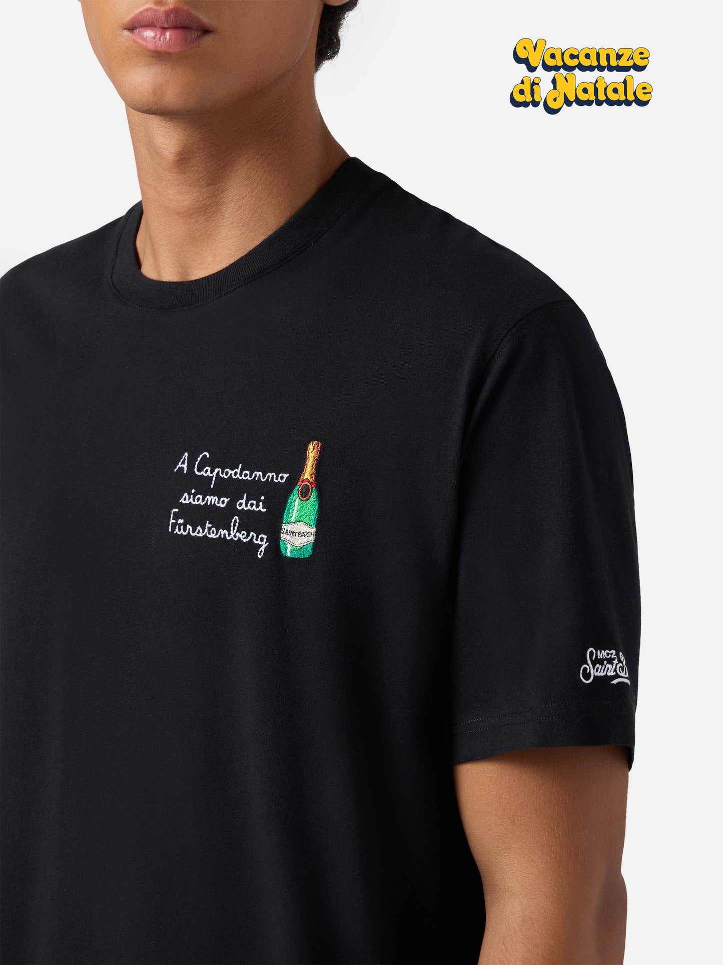 Winter-Baumwoll-T-Shirt Arnott Warm mit Dai Fürstengberg-Stickerei | VACANZE DI NATALE SONDERAUSGABE