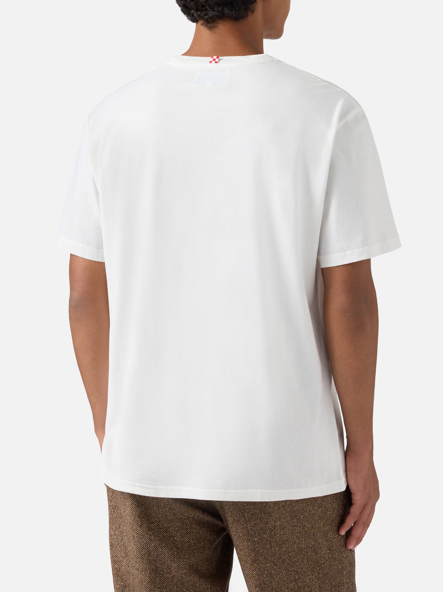 Arnott Warm winter cotton T-shirt in white with Après Ski embroidery