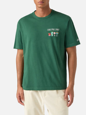 Green Arnott Warm cotton t-shirt with Christmas Spirit embroidery