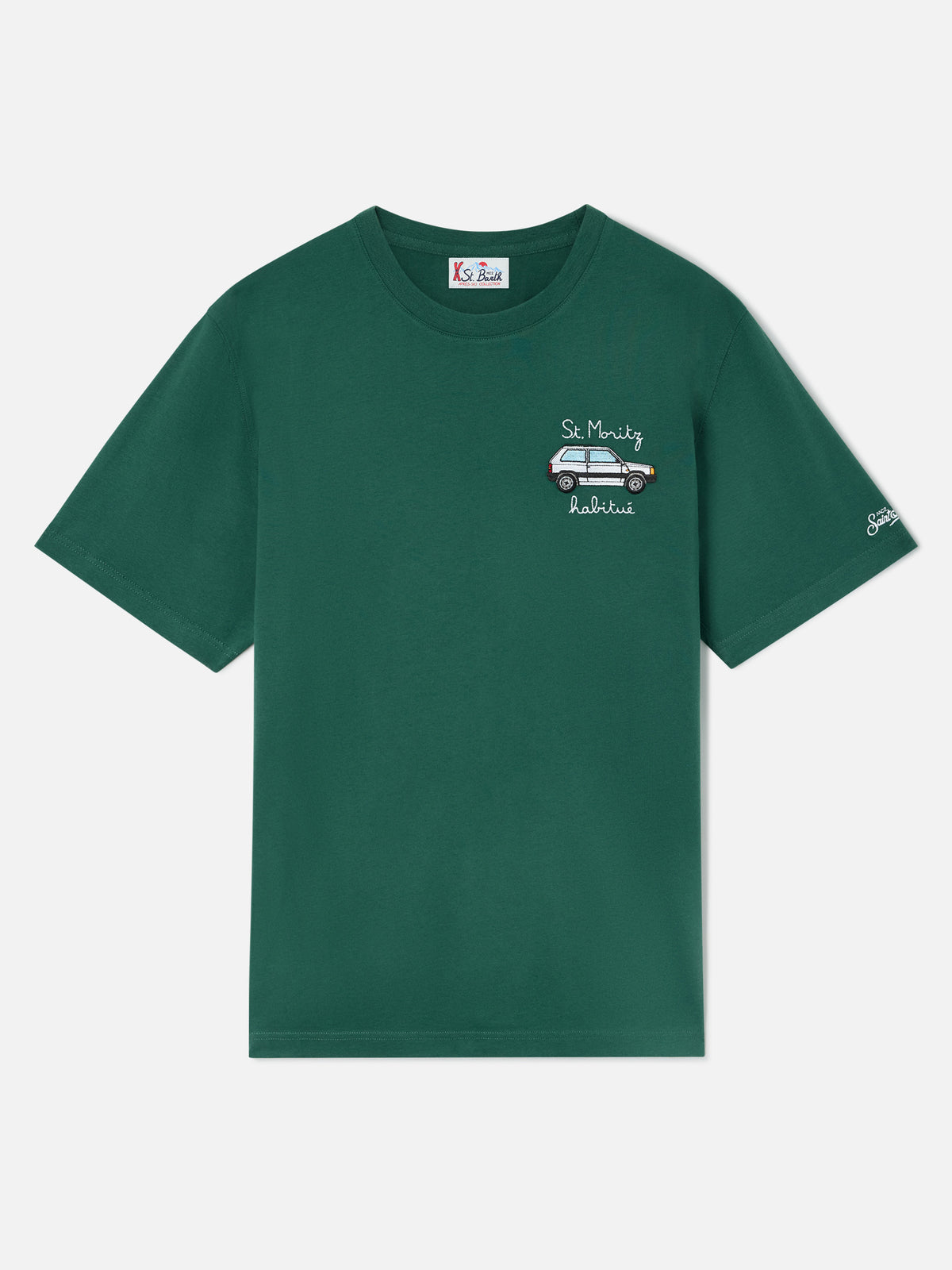 T-shirt Arnott Warm verde in cotone con ricamo St. Moritz Habitué | Special edition