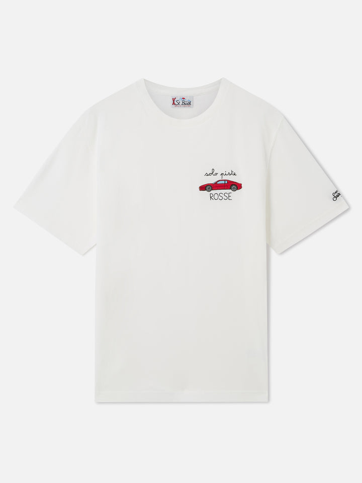 Weißes Crewneck-T-Shirt Arnott mit Solo Piste Rosse-Stickerei 