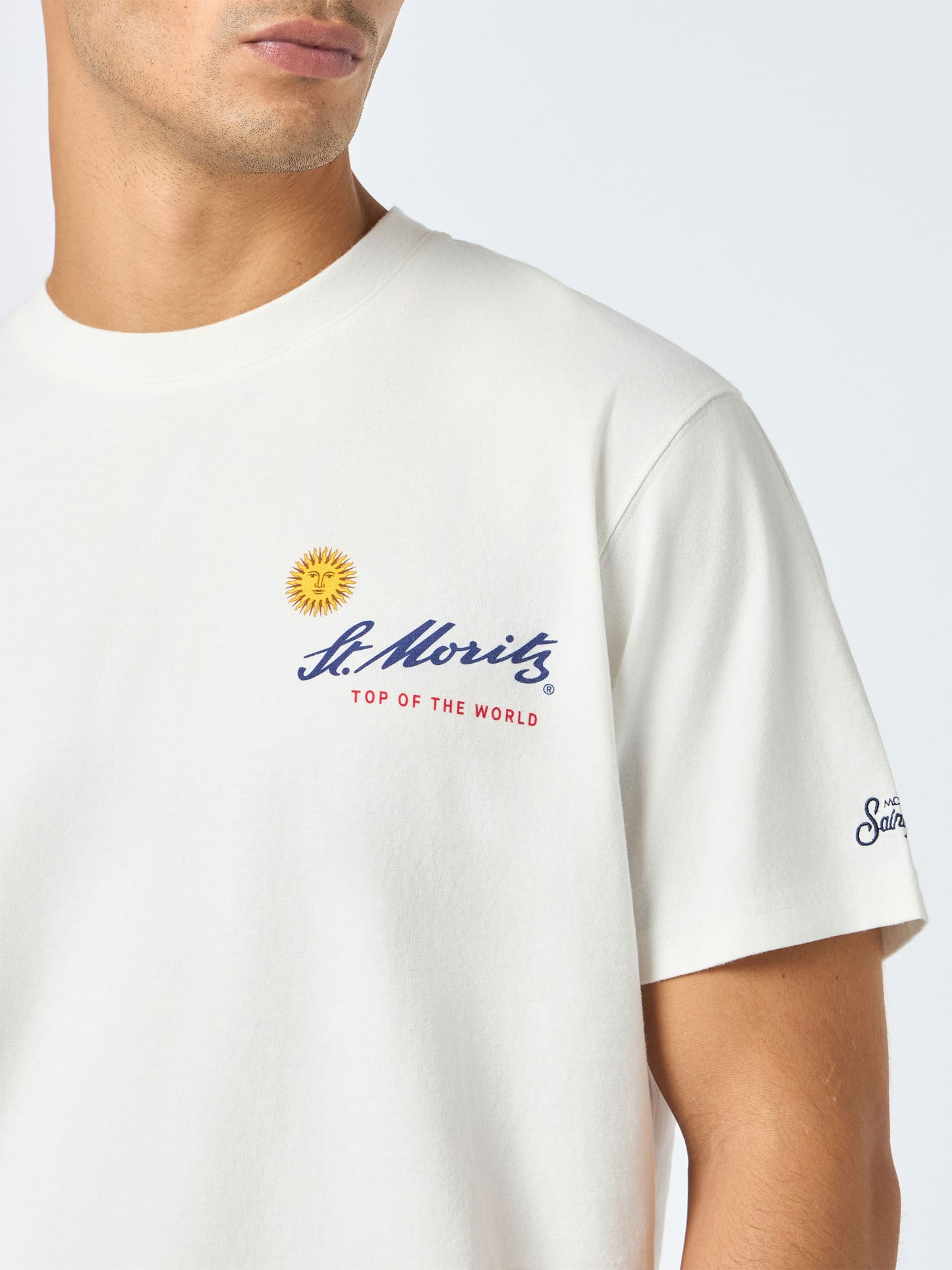 Schweres Herren-Baumwoll-T-Shirt Arnott mit St. Moritzer Sonnen-Print | ST. MORITZ TOP OF THE WORLD SPECIAL EDITION