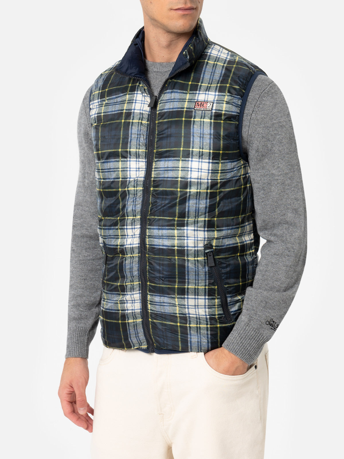 Man navy blue padded vest Aspen - MC2 Saint Barth