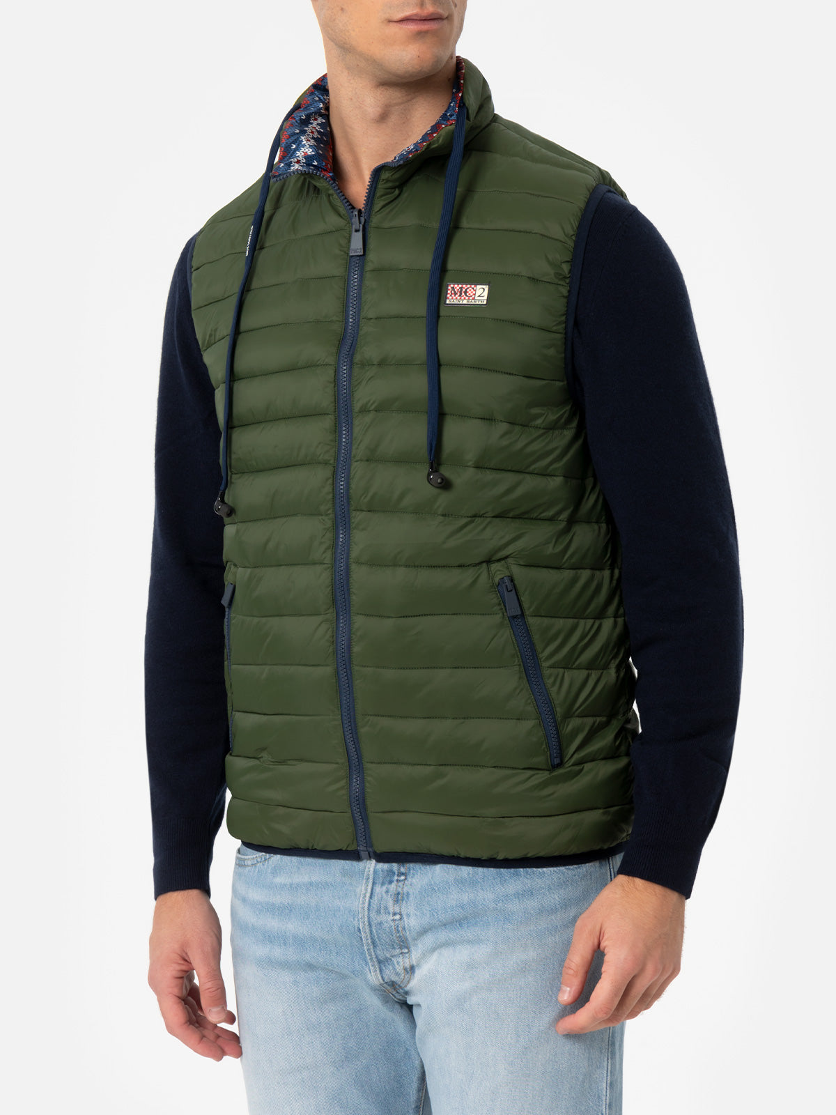 Man military green padded vest Aspen - MC2 Saint Barth