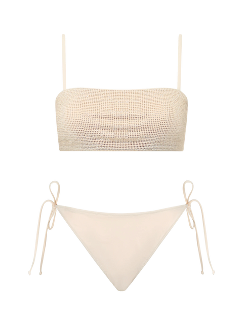 Woman beige bandeau bikini Athena Virgo with rhinestones - MC2 Saint Barth