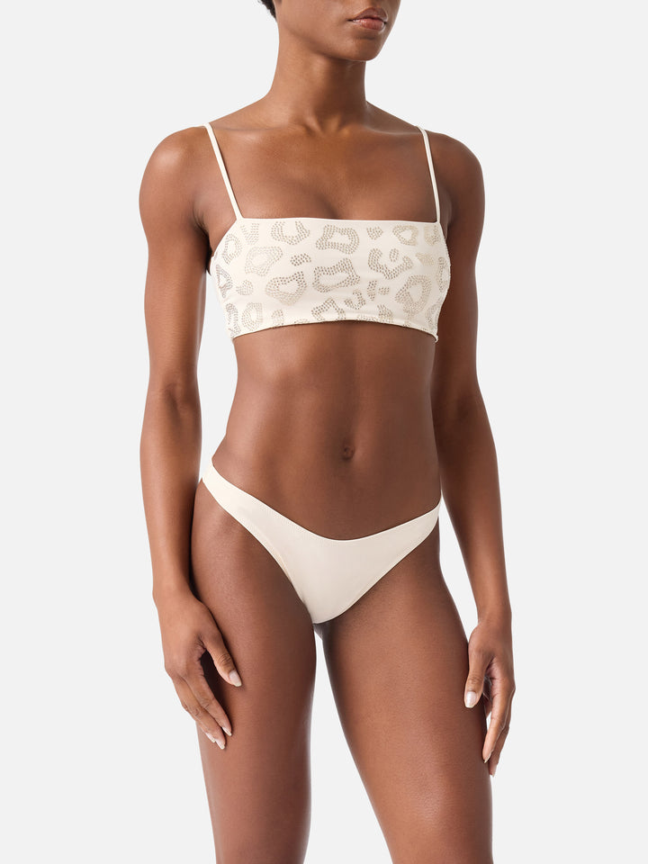 Athena Naomi animalier bandeau bikini with rhinestones