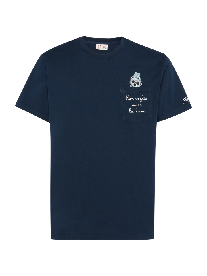 Cotton t-shirt Austin with embroidery and watch print - MC2 Saint Barth